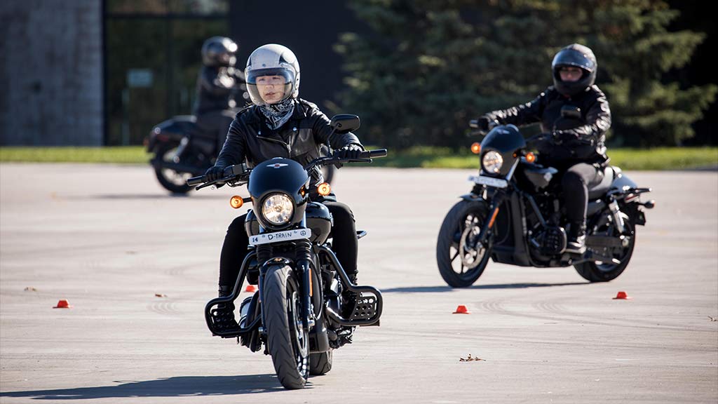 Motorcycle riders on a training course