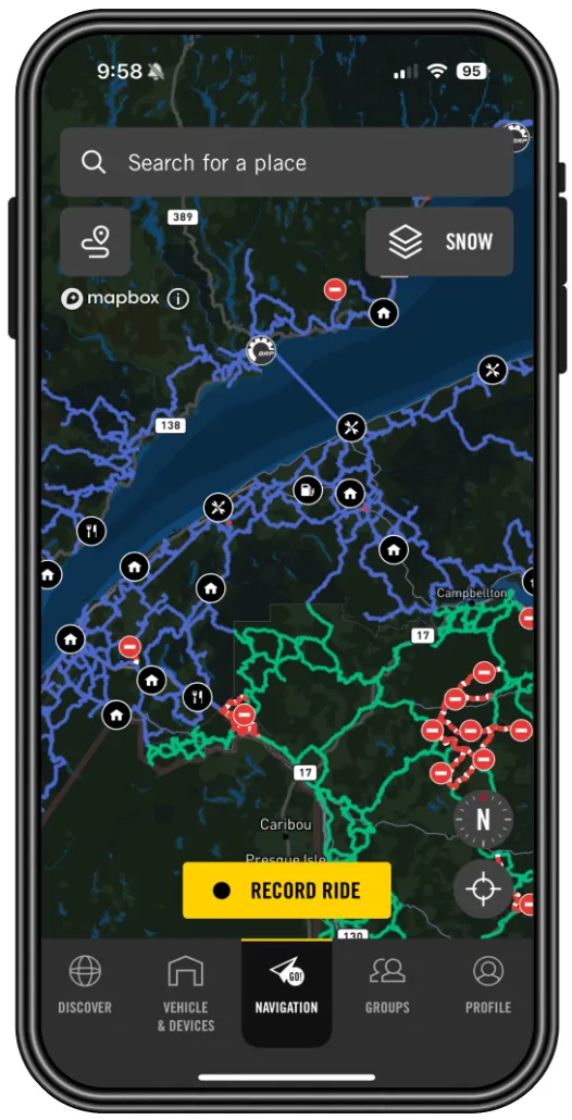 Mobile phone displaying the BRP GO! app
