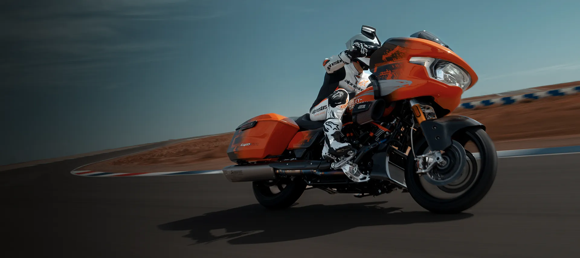 Harley-Davidson® 2025 CVO Road Glide RR drivng on race track